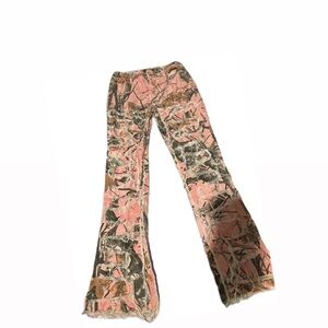 Pink and Brown Camouflage Flare Jeans